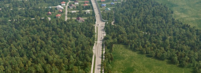 3-D визуализация участка автодороги в районе дер. Рассказовка